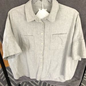 Madewell courier shirt // short sleeve collared button up grey flannel